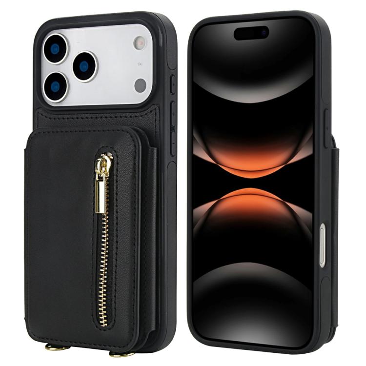 YM006 Skin Feel Zipper Card Bag Phone Case with Dual Lanyard, For iPhone 17 Pro Max, For iPhone 17 Pro, For iPhone 17, For iPhone Air, For iPhone 16 Pro Max, For iPhone 16 Pro