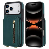 YM006 Skin Feel Zipper Card Bag Phone Case with Dual Lanyard, For iPhone 17 Pro Max, For iPhone 17 Pro, For iPhone 17, For iPhone Air, For iPhone 16 Pro Max, For iPhone 16 Pro