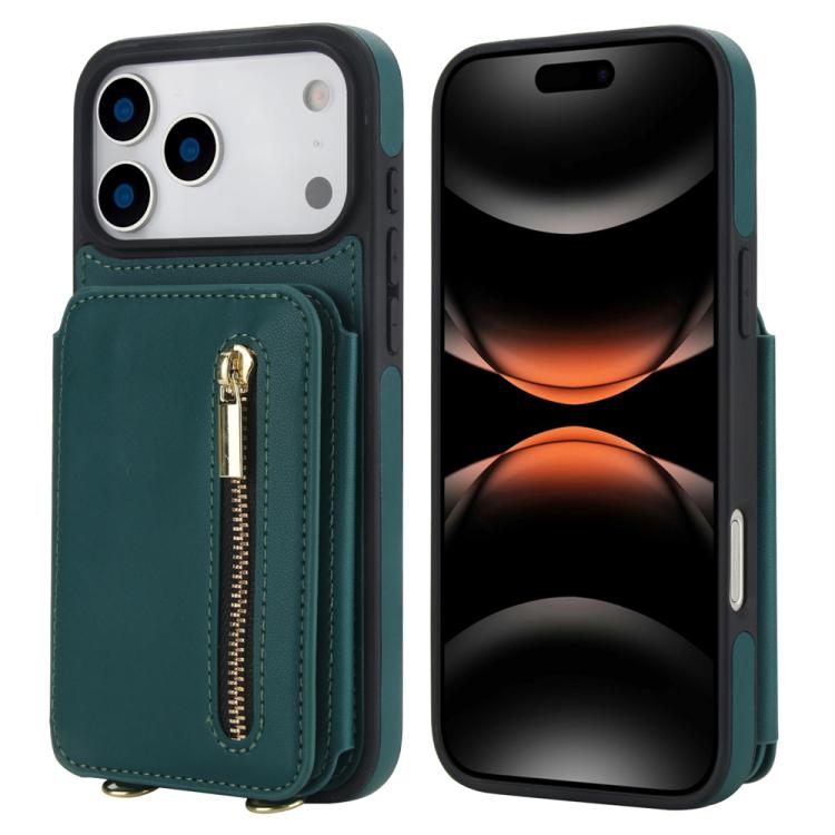 YM006 Skin Feel Zipper Card Bag Phone Case with Dual Lanyard, For iPhone 17 Pro Max, For iPhone 17 Pro, For iPhone 17, For iPhone Air, For iPhone 16 Pro Max, For iPhone 16 Pro