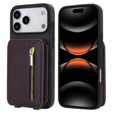 YM006 Skin Feel Zipper Card Bag Phone Case with Dual Lanyard, For iPhone 17 Pro Max, For iPhone 17 Pro, For iPhone 17, For iPhone Air, For iPhone 16 Pro Max, For iPhone 16 Pro