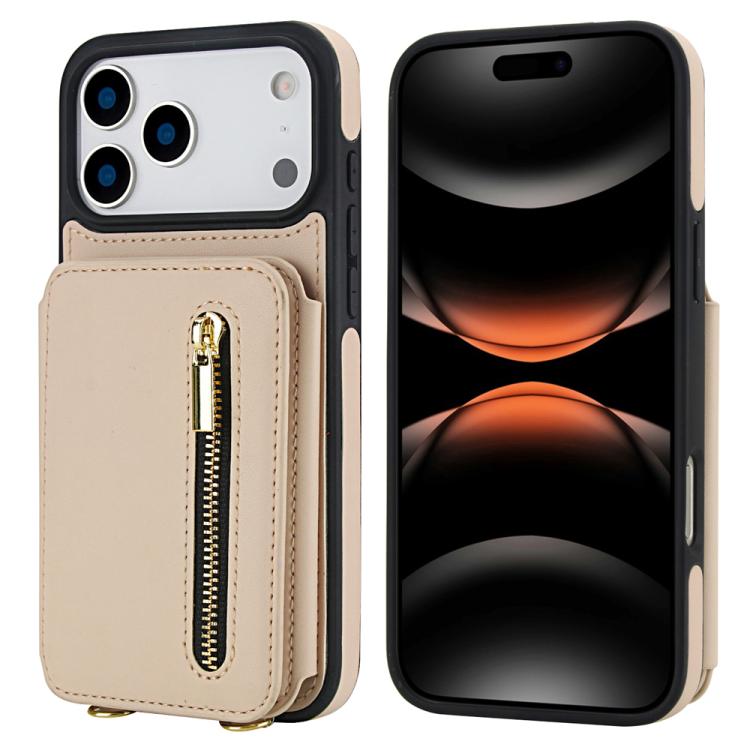 YM006 Skin Feel Zipper Card Bag Phone Case with Dual Lanyard, For iPhone 17 Pro Max, For iPhone 17 Pro, For iPhone 17, For iPhone Air, For iPhone 16 Pro Max, For iPhone 16 Pro
