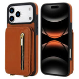 YM006 Skin Feel Zipper Card Bag Phone Case with Dual Lanyard, For iPhone 17 Pro Max, For iPhone 17 Pro, For iPhone 17, For iPhone Air, For iPhone 16 Pro Max, For iPhone 16 Pro