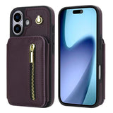 YM006 Skin Feel Zipper Card Bag Phone Case with Dual Lanyard, For iPhone 17 Pro Max, For iPhone 17 Pro, For iPhone 17, For iPhone Air, For iPhone 16 Pro Max, For iPhone 16 Pro
