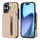 YM006 Skin Feel Zipper Card Bag Phone Case with Dual Lanyard, For iPhone 17 Pro Max, For iPhone 17 Pro, For iPhone 17, For iPhone Air, For iPhone 16 Pro Max, For iPhone 16 Pro