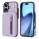 YM006 Skin Feel Zipper Card Bag Phone Case with Dual Lanyard, For iPhone 17 Pro Max, For iPhone 17 Pro, For iPhone 17, For iPhone Air, For iPhone 16 Pro Max, For iPhone 16 Pro