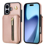 YM006 Skin Feel Zipper Card Bag Phone Case with Dual Lanyard, For iPhone 17 Pro Max, For iPhone 17 Pro, For iPhone 17, For iPhone Air, For iPhone 16 Pro Max, For iPhone 16 Pro
