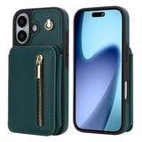 YM006 Skin Feel Zipper Card Bag Phone Case with Dual Lanyard, For iPhone 17 Pro Max, For iPhone 17 Pro, For iPhone 17, For iPhone Air, For iPhone 16 Pro Max, For iPhone 16 Pro