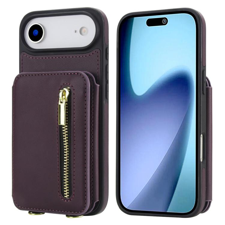 YM006 Skin Feel Zipper Card Bag Phone Case with Dual Lanyard, For iPhone 17 Pro Max, For iPhone 17 Pro, For iPhone 17, For iPhone Air, For iPhone 16 Pro Max, For iPhone 16 Pro