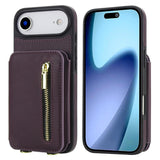 YM006 Skin Feel Zipper Card Bag Phone Case with Dual Lanyard, For iPhone 17 Pro Max, For iPhone 17 Pro, For iPhone 17, For iPhone Air, For iPhone 16 Pro Max, For iPhone 16 Pro