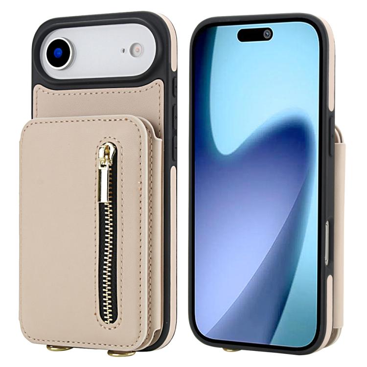 YM006 Skin Feel Zipper Card Bag Phone Case with Dual Lanyard, For iPhone 17 Pro Max, For iPhone 17 Pro, For iPhone 17, For iPhone Air, For iPhone 16 Pro Max, For iPhone 16 Pro