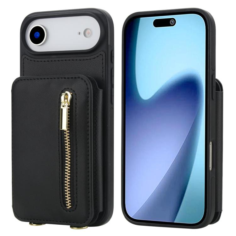 YM006 Skin Feel Zipper Card Bag Phone Case with Dual Lanyard, For iPhone 17 Pro Max, For iPhone 17 Pro, For iPhone 17, For iPhone Air, For iPhone 16 Pro Max, For iPhone 16 Pro