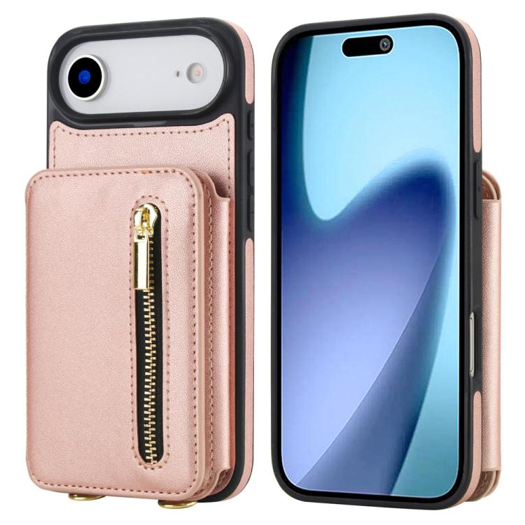 YM006 Skin Feel Zipper Card Bag Phone Case with Dual Lanyard, For iPhone 17 Pro Max, For iPhone 17 Pro, For iPhone 17, For iPhone Air, For iPhone 16 Pro Max, For iPhone 16 Pro