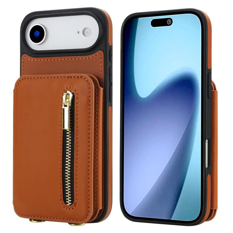 YM006 Skin Feel Zipper Card Bag Phone Case with Dual Lanyard, For iPhone 17 Pro Max, For iPhone 17 Pro, For iPhone 17, For iPhone Air, For iPhone 16 Pro Max, For iPhone 16 Pro