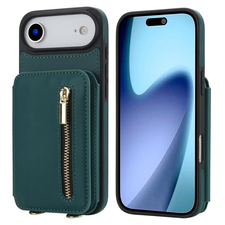 YM006 Skin Feel Zipper Card Bag Phone Case with Dual Lanyard, For iPhone 17 Pro Max, For iPhone 17 Pro, For iPhone 17, For iPhone Air, For iPhone 16 Pro Max, For iPhone 16 Pro