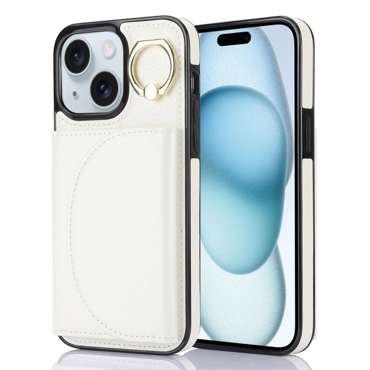 Ring Holder Card Bag Skin Feel Phone Case, For iPhone 16, For iPhone 15 Pro Max, For iPhone 15 Pro, For iPhone 15 Plus, For iPhone 15, For iPhone 14 Plus, For iPhone 14, For iPhone 14 Pro