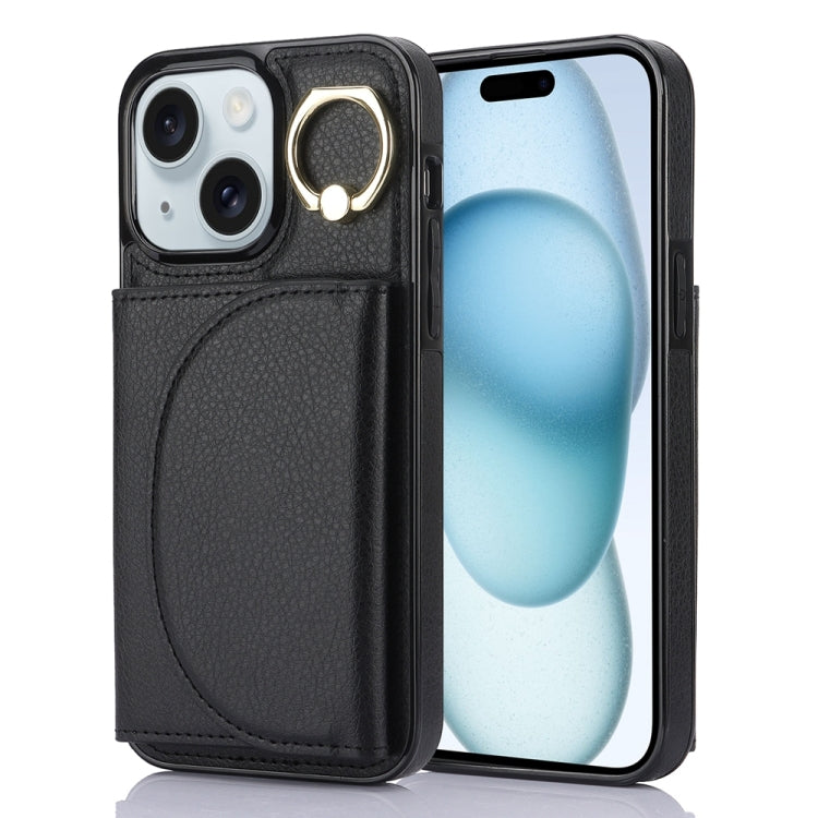 Ring Holder Card Bag Skin Feel Phone Case, For iPhone 16, For iPhone 15 Pro Max, For iPhone 15 Pro, For iPhone 15 Plus, For iPhone 15, For iPhone 14 Plus, For iPhone 14, For iPhone 14 Pro