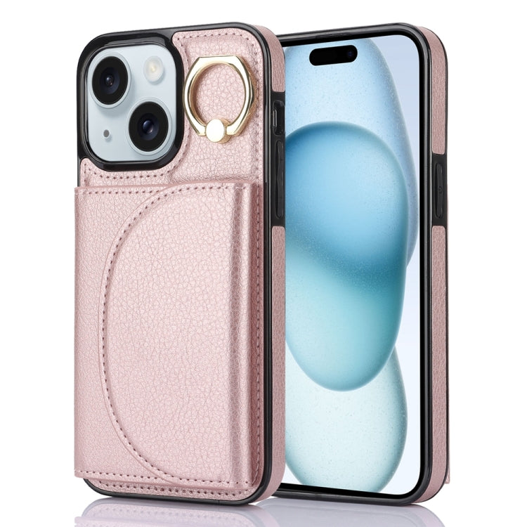 Ring Holder Card Bag Skin Feel Phone Case, For iPhone 16, For iPhone 15 Pro Max, For iPhone 15 Pro, For iPhone 15 Plus, For iPhone 15, For iPhone 14 Plus, For iPhone 14, For iPhone 14 Pro
