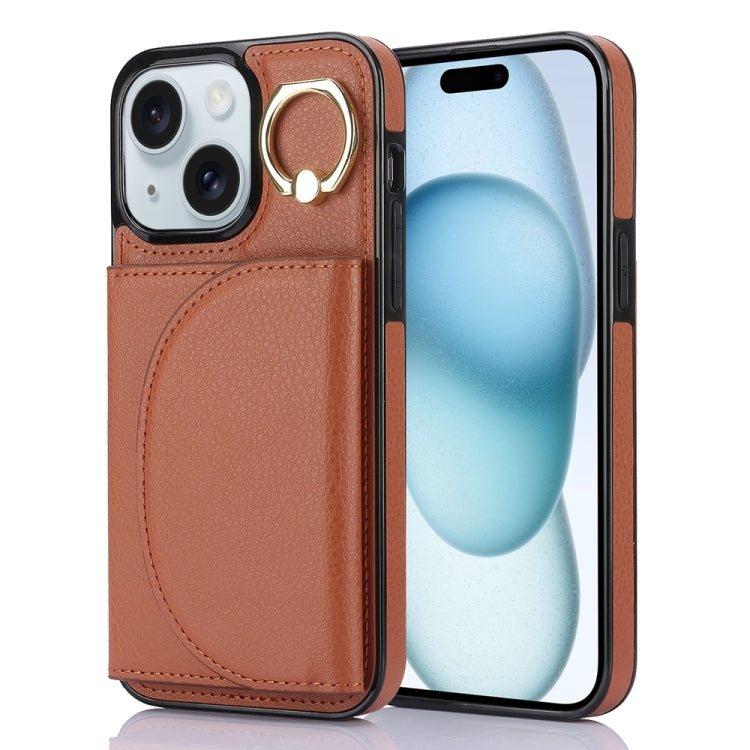 Ring Holder Card Bag Skin Feel Phone Case, For iPhone 16, For iPhone 15 Pro Max, For iPhone 15 Pro, For iPhone 15 Plus, For iPhone 15, For iPhone 14 Plus, For iPhone 14, For iPhone 14 Pro