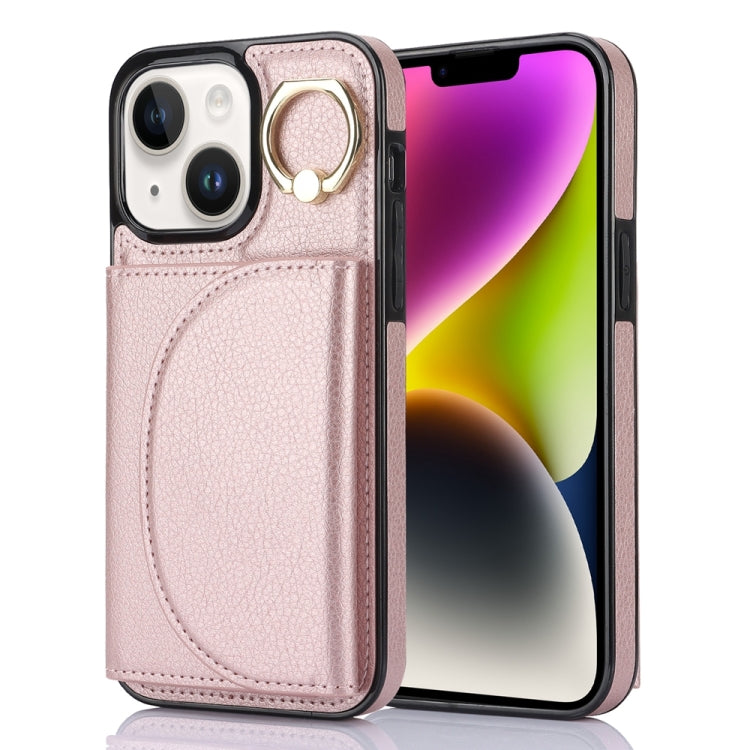 Ring Holder Card Bag Skin Feel Phone Case, For iPhone 16, For iPhone 15 Pro Max, For iPhone 15 Pro, For iPhone 15 Plus, For iPhone 15, For iPhone 14 Plus, For iPhone 14, For iPhone 14 Pro