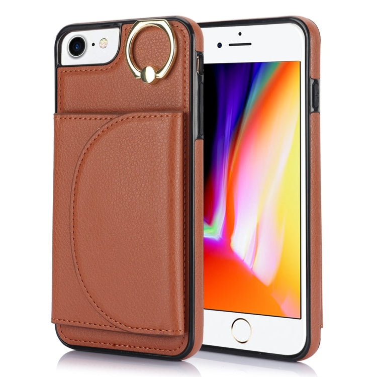Ring Holder Card Bag Skin Feel Phone Case, For iPhone 14 Pro Max, For iPhone SE 2022 / 2020 / 8 / 7, For iPhone 13 Pro Max, For iPhone 13 Pro, For iPhone 13, For iPhone 12 / 12 Pro, For iPhone 12 Pro Max, For iPhone 11 Pro Max