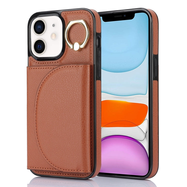 Ring Holder Card Bag Skin Feel Phone Case, For iPhone 11, For iPhone 11 Pro, For iPhone X / XS, For iPhone XR, For iPhone XS Max, For iPhone 7 Plus / 8 Plus
