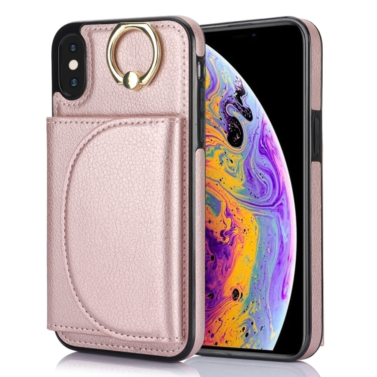 Ring Holder Card Bag Skin Feel Phone Case, For iPhone 11, For iPhone 11 Pro, For iPhone X / XS, For iPhone XR, For iPhone XS Max, For iPhone 7 Plus / 8 Plus
