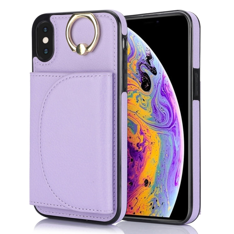 Ring Holder Card Bag Skin Feel Phone Case, For iPhone 11, For iPhone 11 Pro, For iPhone X / XS, For iPhone XR, For iPhone XS Max, For iPhone 7 Plus / 8 Plus