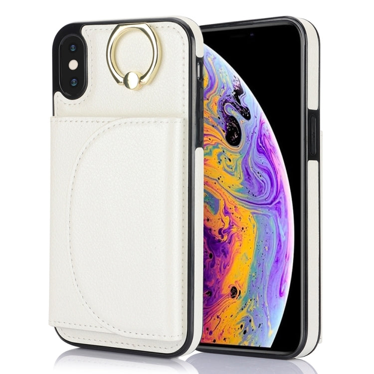 Ring Holder Card Bag Skin Feel Phone Case, For iPhone 11, For iPhone 11 Pro, For iPhone X / XS, For iPhone XR, For iPhone XS Max, For iPhone 7 Plus / 8 Plus