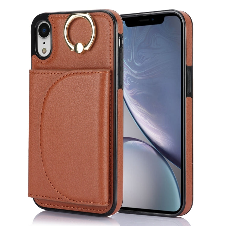 Ring Holder Card Bag Skin Feel Phone Case, For iPhone 11, For iPhone 11 Pro, For iPhone X / XS, For iPhone XR, For iPhone XS Max, For iPhone 7 Plus / 8 Plus