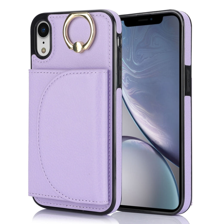 Ring Holder Card Bag Skin Feel Phone Case, For iPhone 11, For iPhone 11 Pro, For iPhone X / XS, For iPhone XR, For iPhone XS Max, For iPhone 7 Plus / 8 Plus