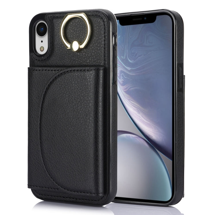 Ring Holder Card Bag Skin Feel Phone Case, For iPhone 11, For iPhone 11 Pro, For iPhone X / XS, For iPhone XR, For iPhone XS Max, For iPhone 7 Plus / 8 Plus