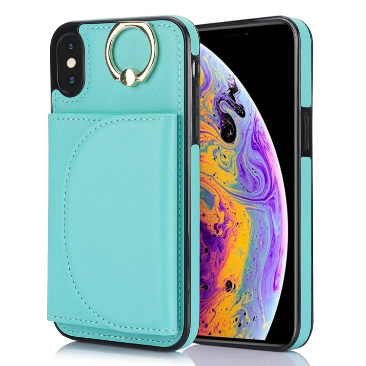 Ring Holder Card Bag Skin Feel Phone Case, For iPhone 11, For iPhone 11 Pro, For iPhone X / XS, For iPhone XR, For iPhone XS Max, For iPhone 7 Plus / 8 Plus
