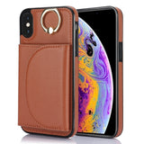 Ring Holder Card Bag Skin Feel Phone Case, For iPhone 11, For iPhone 11 Pro, For iPhone X / XS, For iPhone XR, For iPhone XS Max, For iPhone 7 Plus / 8 Plus
