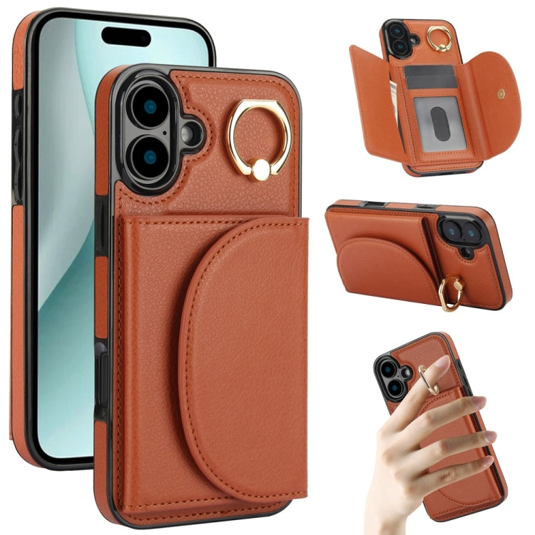 Ring Holder Card Bag Skin Feel Phone Case, For iPhone 16, For iPhone 15 Pro Max, For iPhone 15 Pro, For iPhone 15 Plus, For iPhone 15, For iPhone 14 Plus, For iPhone 14, For iPhone 14 Pro