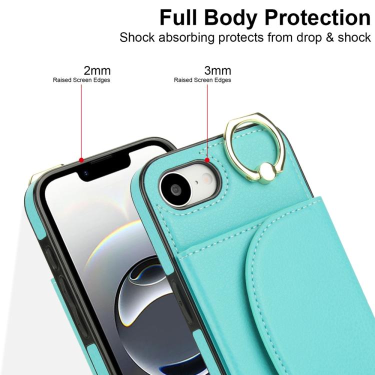 Ring Holder Card Bag Skin Feel Phone Case, For iPhone 17e / 16e, For iPhone 17 Pro Max, For iPhone 17 Pro, For iPhone 17, For iPhone Air, For iPhone 16 Pro Max, For iPhone 16 Pro, For iPhone 16 Plus