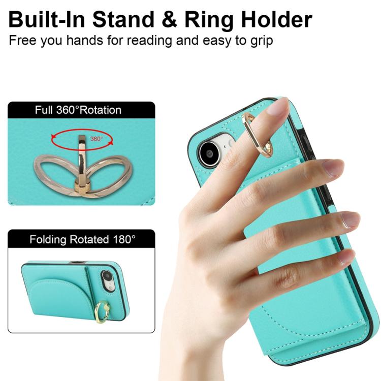 Ring Holder Card Bag Skin Feel Phone Case, For iPhone 17e / 16e, For iPhone 17 Pro Max, For iPhone 17 Pro, For iPhone 17, For iPhone Air, For iPhone 16 Pro Max, For iPhone 16 Pro, For iPhone 16 Plus