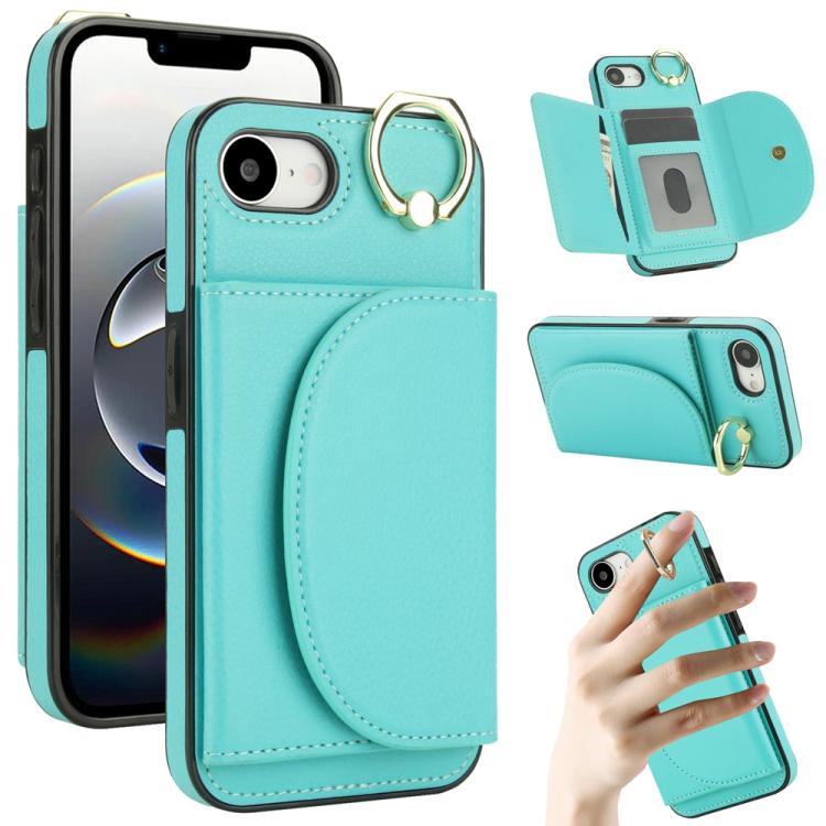 Ring Holder Card Bag Skin Feel Phone Case, For iPhone 17e / 16e, For iPhone 17 Pro Max, For iPhone 17 Pro, For iPhone 17, For iPhone Air, For iPhone 16 Pro Max, For iPhone 16 Pro, For iPhone 16 Plus