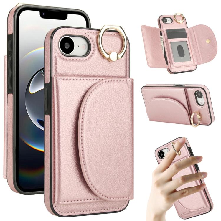Ring Holder Card Bag Skin Feel Phone Case, For iPhone 17e / 16e, For iPhone 17 Pro Max, For iPhone 17 Pro, For iPhone 17, For iPhone Air, For iPhone 16 Pro Max, For iPhone 16 Pro, For iPhone 16 Plus