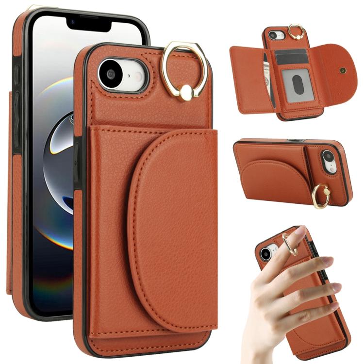 Ring Holder Card Bag Skin Feel Phone Case, For iPhone 17e / 16e, For iPhone 17 Pro Max, For iPhone 17 Pro, For iPhone 17, For iPhone Air, For iPhone 16 Pro Max, For iPhone 16 Pro, For iPhone 16 Plus