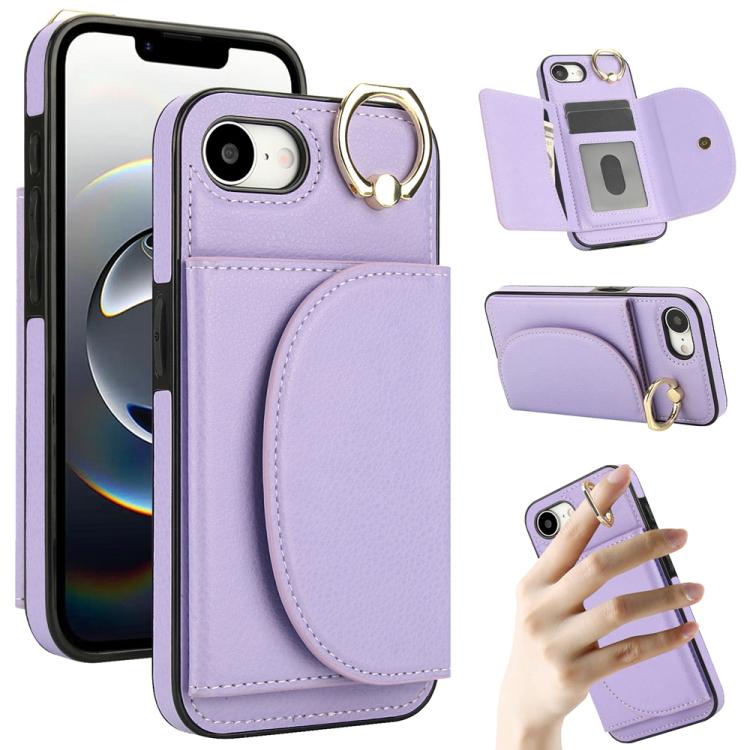 Ring Holder Card Bag Skin Feel Phone Case, For iPhone 17e / 16e, For iPhone 17 Pro Max, For iPhone 17 Pro, For iPhone 17, For iPhone Air, For iPhone 16 Pro Max, For iPhone 16 Pro, For iPhone 16 Plus