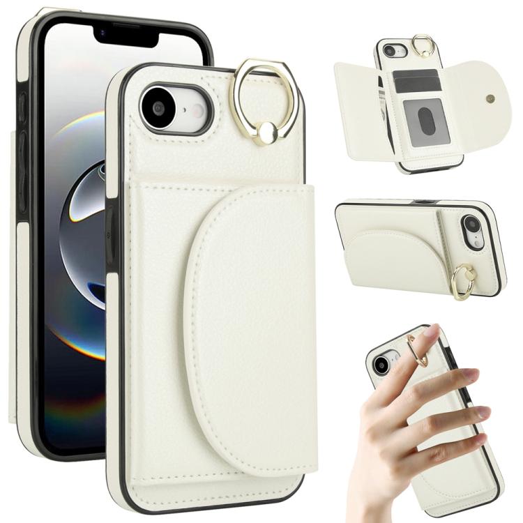 Ring Holder Card Bag Skin Feel Phone Case, For iPhone 17e / 16e, For iPhone 17 Pro Max, For iPhone 17 Pro, For iPhone 17, For iPhone Air, For iPhone 16 Pro Max, For iPhone 16 Pro, For iPhone 16 Plus