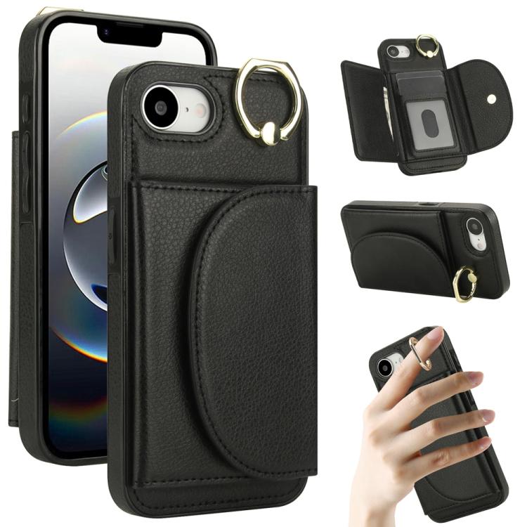 Ring Holder Card Bag Skin Feel Phone Case, For iPhone 17e / 16e, For iPhone 17 Pro Max, For iPhone 17 Pro, For iPhone 17, For iPhone Air, For iPhone 16 Pro Max, For iPhone 16 Pro, For iPhone 16 Plus