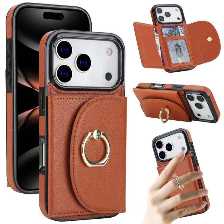 Ring Holder Card Bag Skin Feel Phone Case, For iPhone 17e / 16e, For iPhone 17 Pro Max, For iPhone 17 Pro, For iPhone 17, For iPhone Air, For iPhone 16 Pro Max, For iPhone 16 Pro, For iPhone 16 Plus