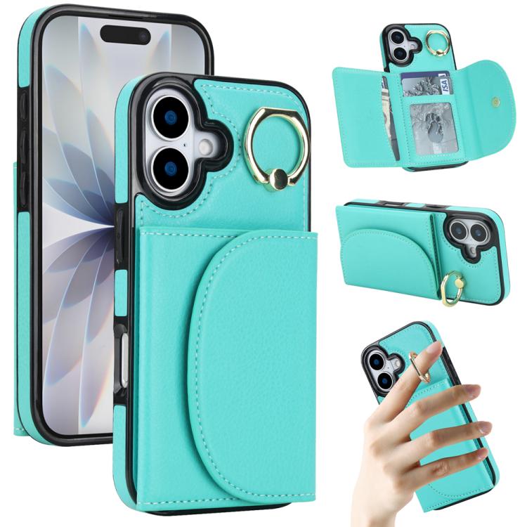 Ring Holder Card Bag Skin Feel Phone Case, For iPhone 17e / 16e, For iPhone 17 Pro Max, For iPhone 17 Pro, For iPhone 17, For iPhone Air, For iPhone 16 Pro Max, For iPhone 16 Pro, For iPhone 16 Plus