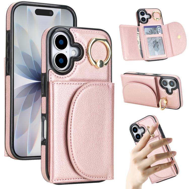 Ring Holder Card Bag Skin Feel Phone Case, For iPhone 17e / 16e, For iPhone 17 Pro Max, For iPhone 17 Pro, For iPhone 17, For iPhone Air, For iPhone 16 Pro Max, For iPhone 16 Pro, For iPhone 16 Plus