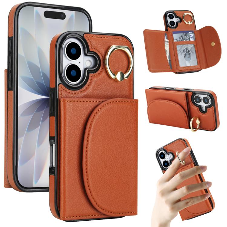 Ring Holder Card Bag Skin Feel Phone Case, For iPhone 17e / 16e, For iPhone 17 Pro Max, For iPhone 17 Pro, For iPhone 17, For iPhone Air, For iPhone 16 Pro Max, For iPhone 16 Pro, For iPhone 16 Plus