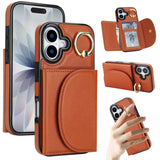 Ring Holder Card Bag Skin Feel Phone Case, For iPhone 17e / 16e, For iPhone 17 Pro Max, For iPhone 17 Pro, For iPhone 17, For iPhone Air, For iPhone 16 Pro Max, For iPhone 16 Pro, For iPhone 16 Plus