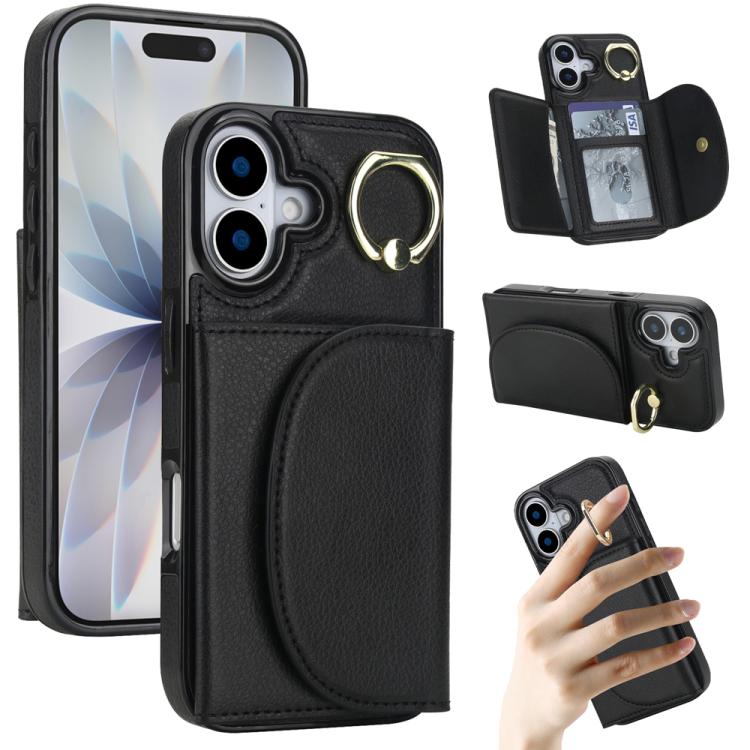 Ring Holder Card Bag Skin Feel Phone Case, For iPhone 17e / 16e, For iPhone 17 Pro Max, For iPhone 17 Pro, For iPhone 17, For iPhone Air, For iPhone 16 Pro Max, For iPhone 16 Pro, For iPhone 16 Plus