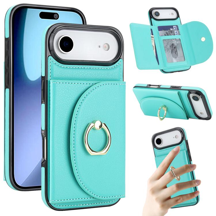 Ring Holder Card Bag Skin Feel Phone Case, For iPhone 17e / 16e, For iPhone 17 Pro Max, For iPhone 17 Pro, For iPhone 17, For iPhone Air, For iPhone 16 Pro Max, For iPhone 16 Pro, For iPhone 16 Plus