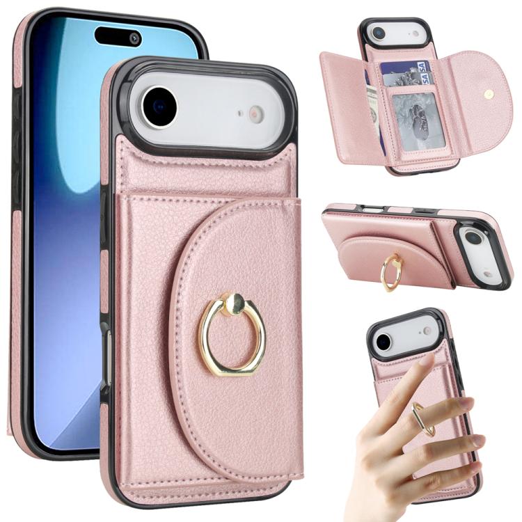 Ring Holder Card Bag Skin Feel Phone Case, For iPhone 17e / 16e, For iPhone 17 Pro Max, For iPhone 17 Pro, For iPhone 17, For iPhone Air, For iPhone 16 Pro Max, For iPhone 16 Pro, For iPhone 16 Plus